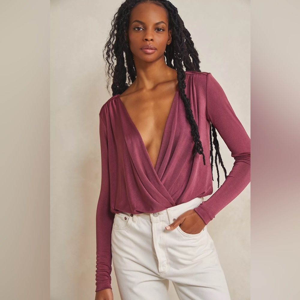 NWOT Free People Intimately Women’s Turnt Bodysuit Long Sleeve‎ Thong Red LARGE